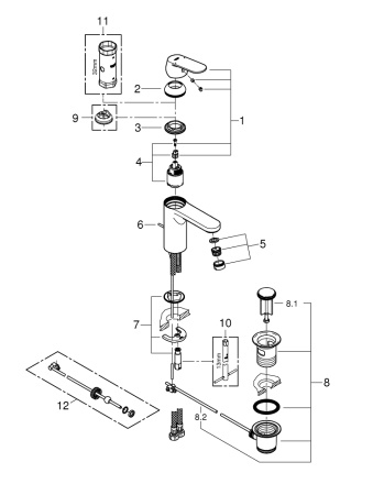 Смеситель однорычажный для раковины Grohe Eurosmart Cosmopolitan 23325 000 (23325000) хром